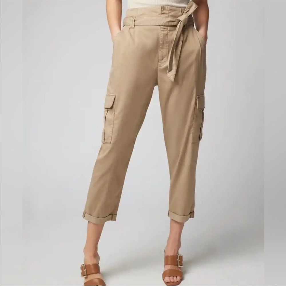 Beige Tapered Ankle High Rise Pants - Picture 1 of 15